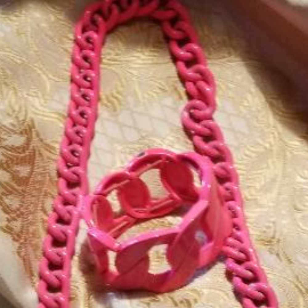 Juicy Couture Pink Neon Chain Necklace/Belt and Br - Picture 2 of 5